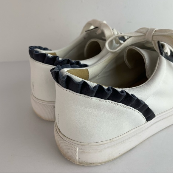 Talbots Court Side White Leather w/Navy Ruffle Sneakers - Picture 4 of 9